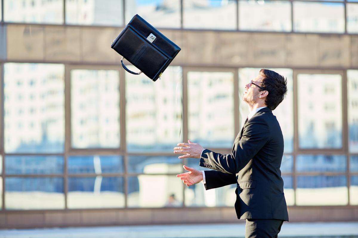 The briefcase thrown in the air, the relaunch stage