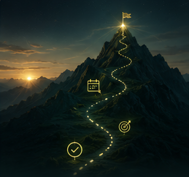 A trail leading toward the mountains at first light